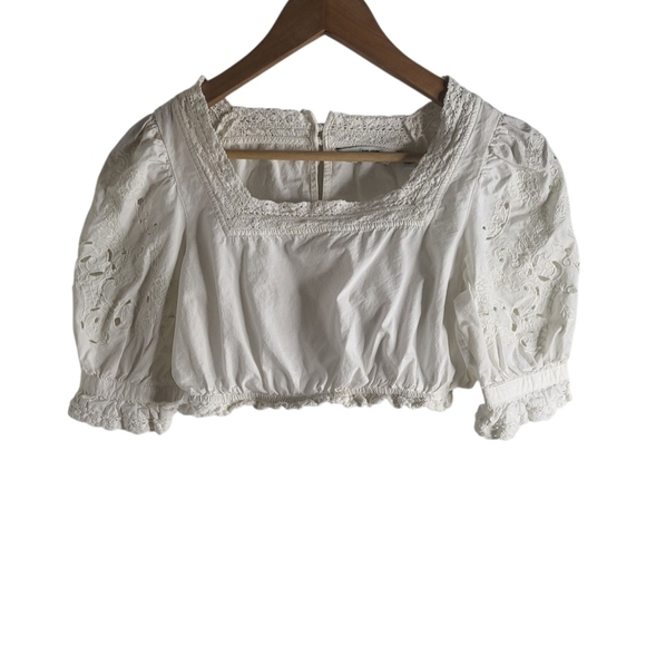 & Other Stories Cream Eyelet Puff Sleeve Blouse - Picture 1 of 6